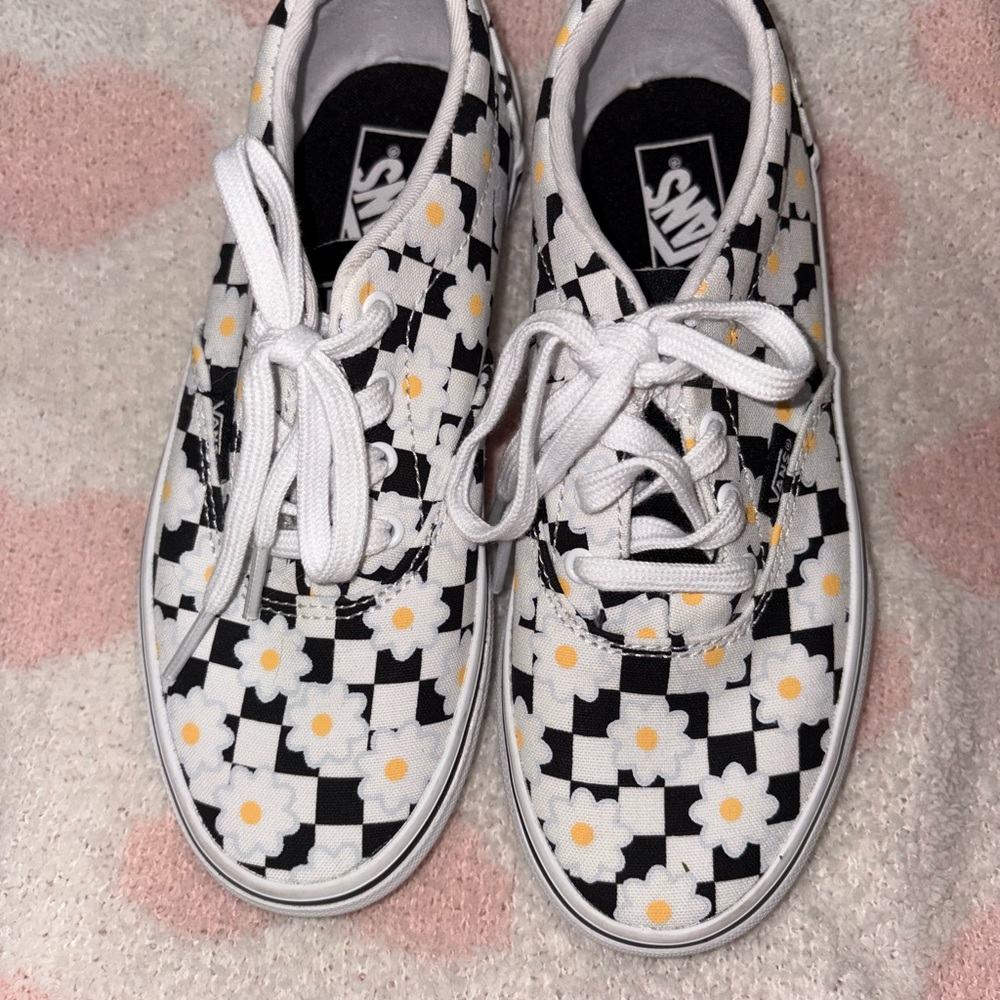 Vans Kids' Black and White Floral Sneakers
